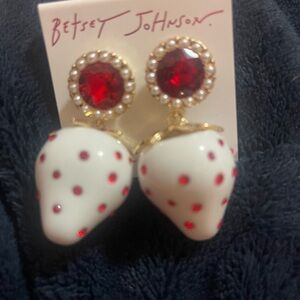Betsey Johnson Red and White Earrings